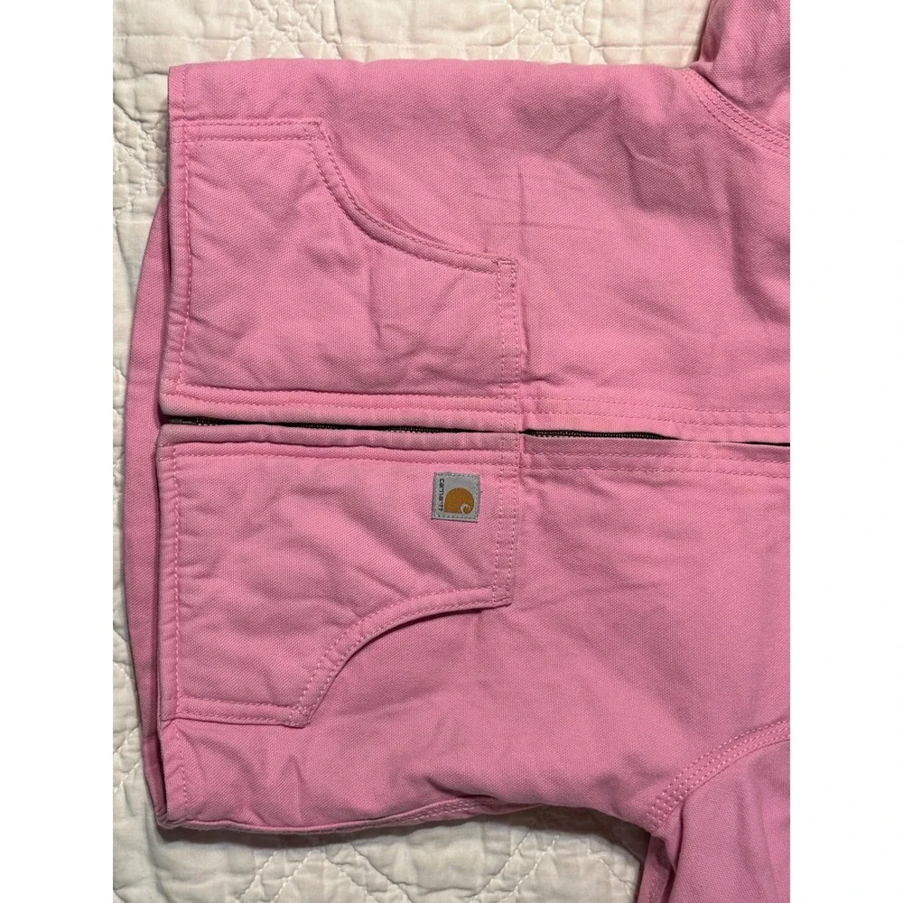 Carhartt Hooded Jacket Kids Pink Sherpa Lined Canvas Coat Toddler 2T
